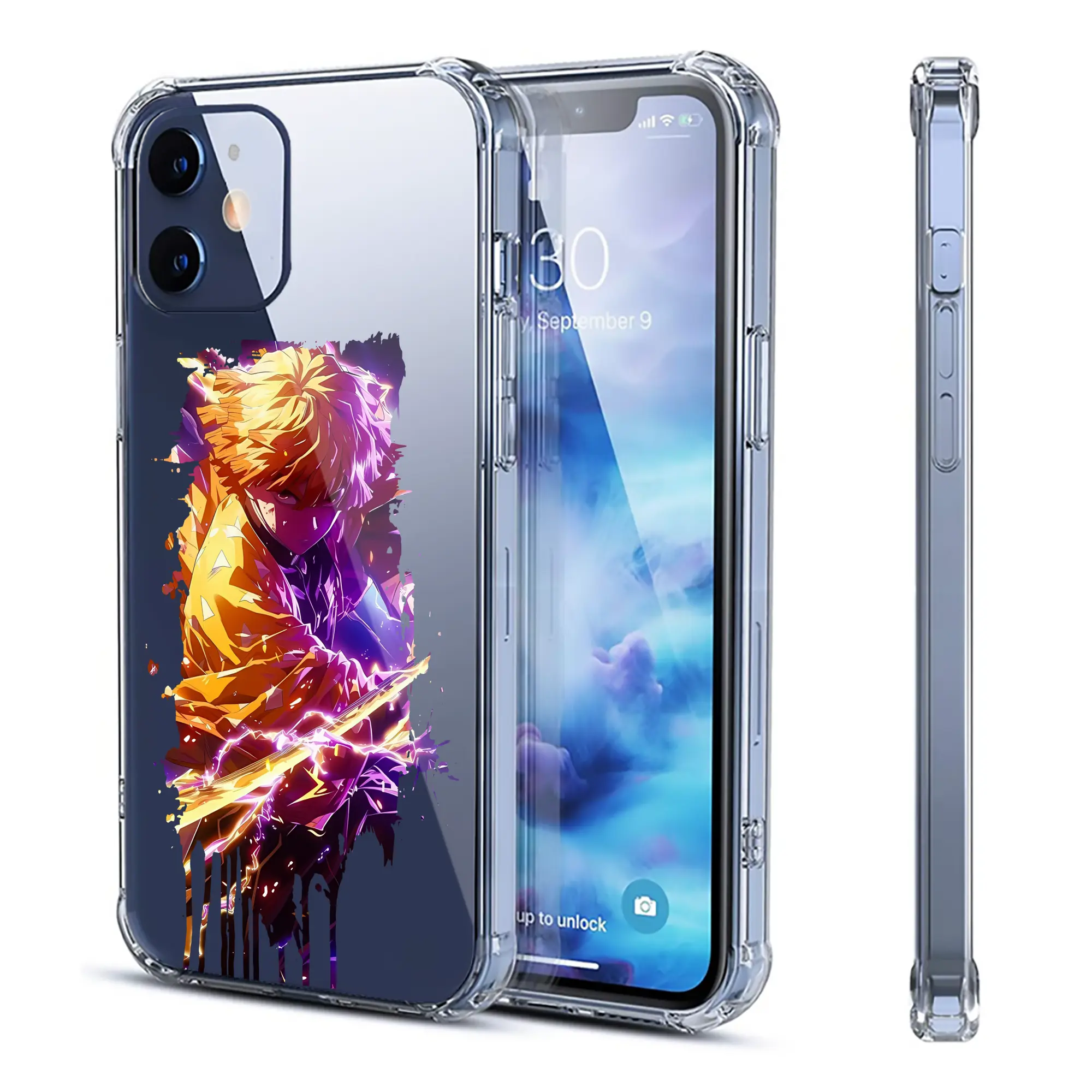 鬼滅の刃 グッズ,我妻 善逸 - IPhone 12シリーズ対応 ・ 透明スマホケース ・ クリアソフトケース ・ TPU素材 ・ 耐衝撃 ・ 高密着 ・ 防汚 防指紋 ・ 簡単着脱